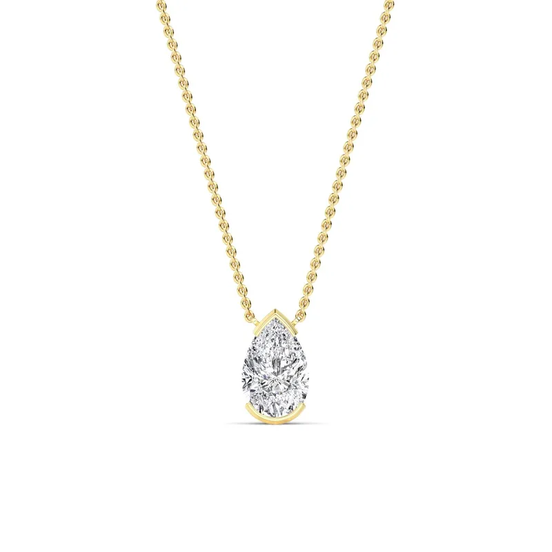 Essence Pear Lab-Grown Diamond Pendant in yellow gold — view 1