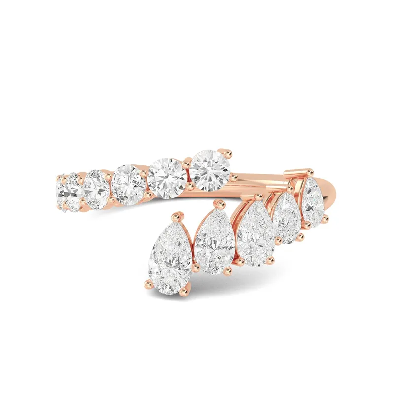 Serene Mixed-Cut Lab-Grown Diamond Ring in rose gold — view 1
