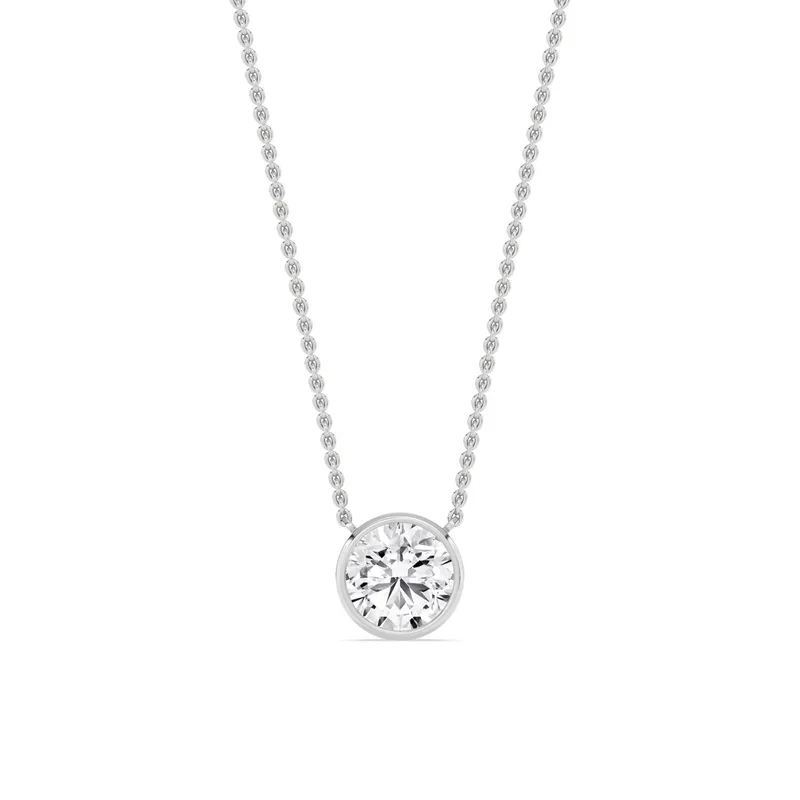 Adore Round Lab-Grown Diamond Pendant in white gold — view 1
