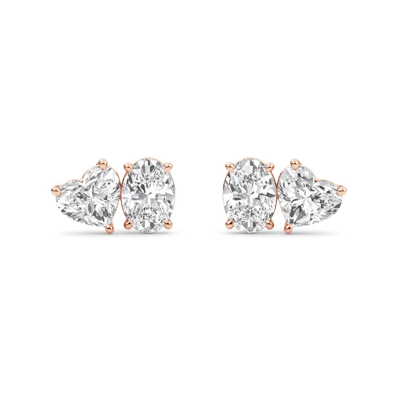 Adora Mixed-Cut Lab-Grown Diamond Earrings in 18kt rose gold — view 1