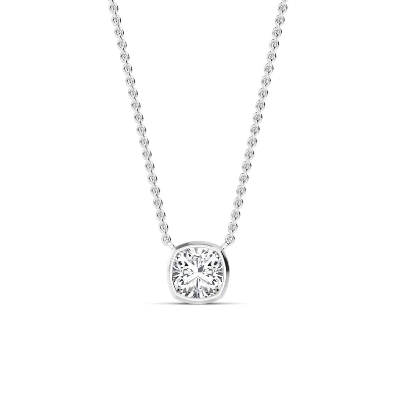 Adore Square Cushion Lab-Grown Diamond Pendant in white gold — view 1
