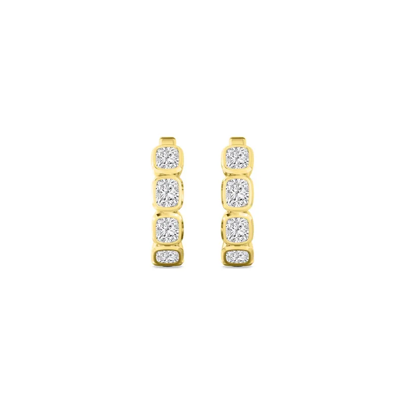 Belle Long Cushion Lab-Grown Diamond Earrings in yellow gold — view 1