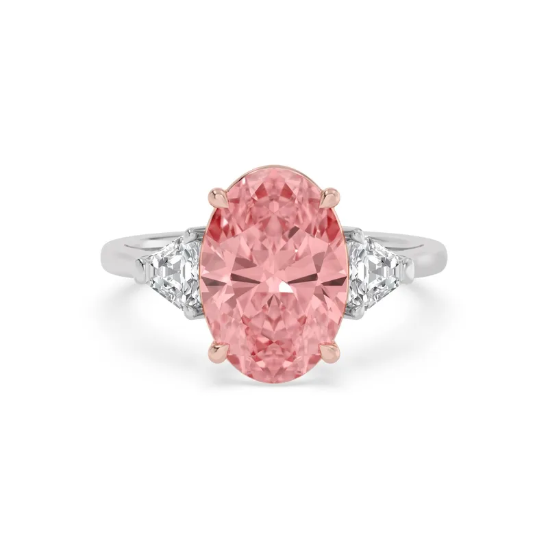 Rosalina Oval Pink Lab-Grown Diamond Ring in two tone gold — view 1
