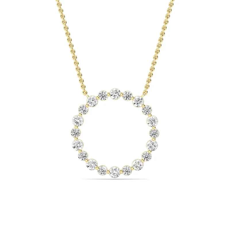 Eterna Round Lab-Grown Diamond Pendant in yellow gold — view 1