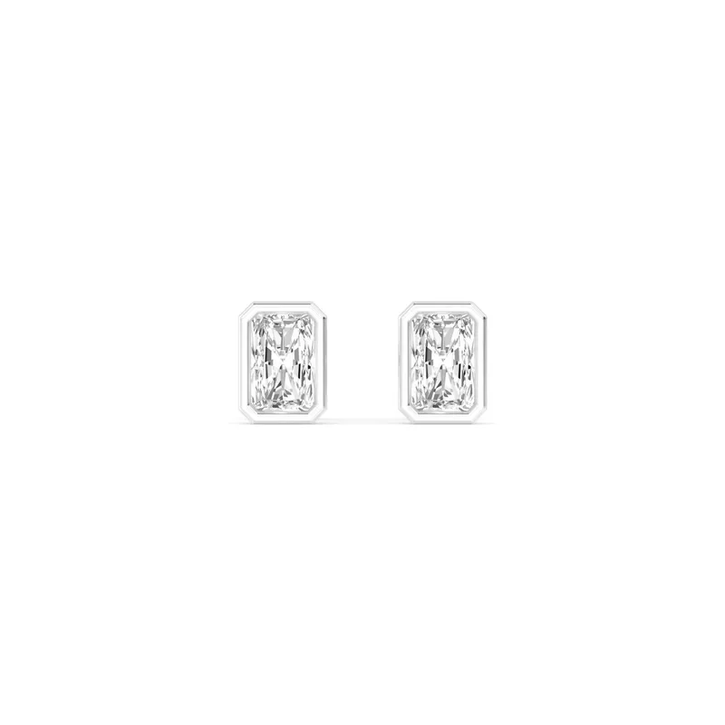 Icon Radiant Lab-Grown Diamond Earrings in white gold — view 1