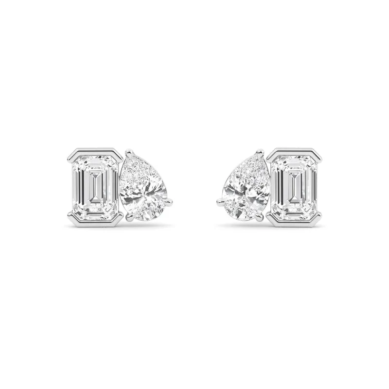 Mirella Mixed-Cut Lab-Grown Diamond Earrings in 9kt white gold — view 1
