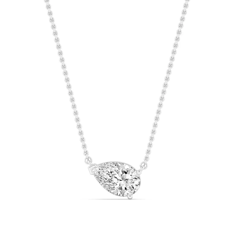 Arden Pear Lab-Grown Diamond Pendant in white gold — view 1
