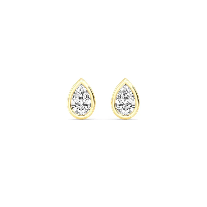 Icon Pear Lab-Grown Diamond Earrings in yellow gold — view 1