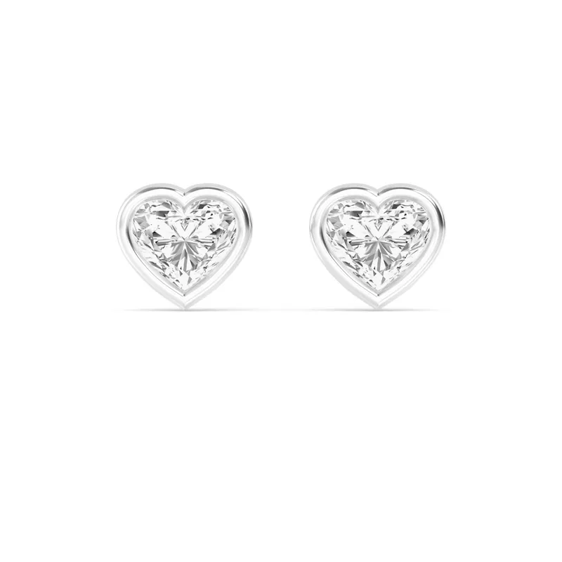 Icon Heart Lab-Grown Diamond Earrings in white gold — view 1