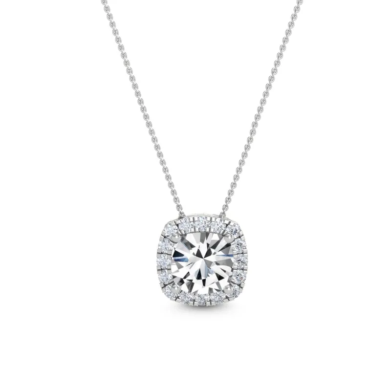 Solstice Cushion Lab-Grown Diamond Pendant in white gold — view 1