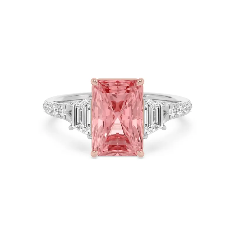 Rosanna Radiant Pink Lab-Grown Diamond Ring in two tone gold — view 1
