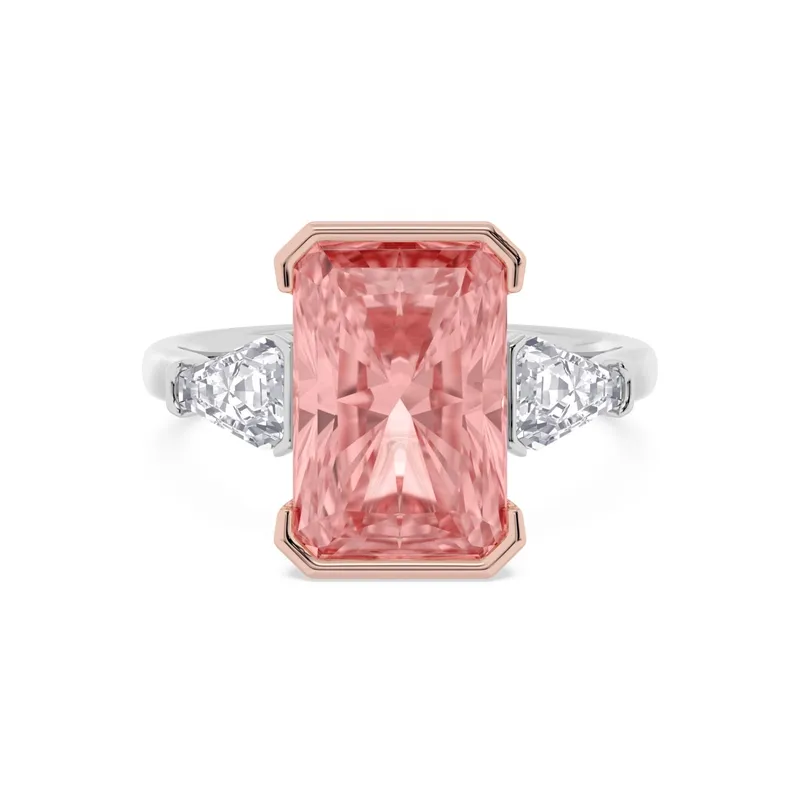 Rosalena Radiant Pink Lab-Grown Diamond Ring in two tone gold — view 1