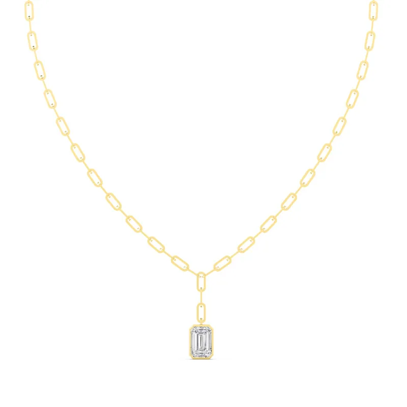 Leonora Emerald Lab-Grown Diamond Necklace in yellow gold — view 1