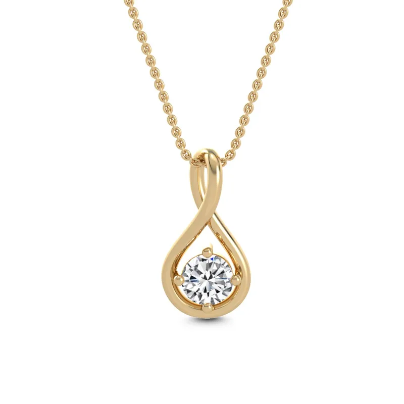 Ribbon Round Lab-Grown Diamond Pendant in yellow gold — view 1