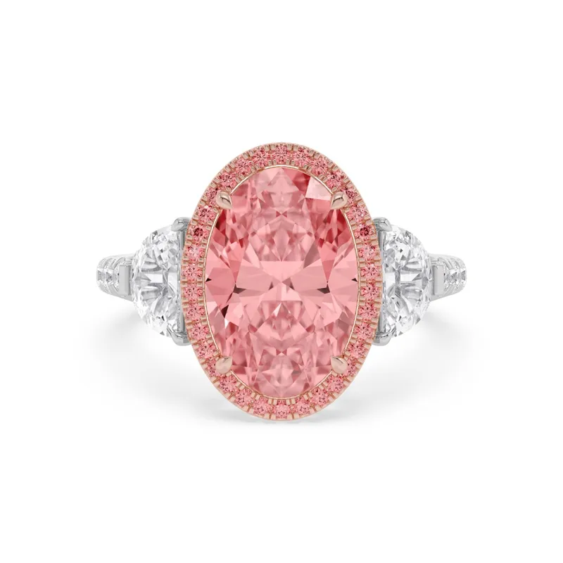 Roselyn Oval Pink Lab-Grown Diamond Ring in two tone gold — view 1