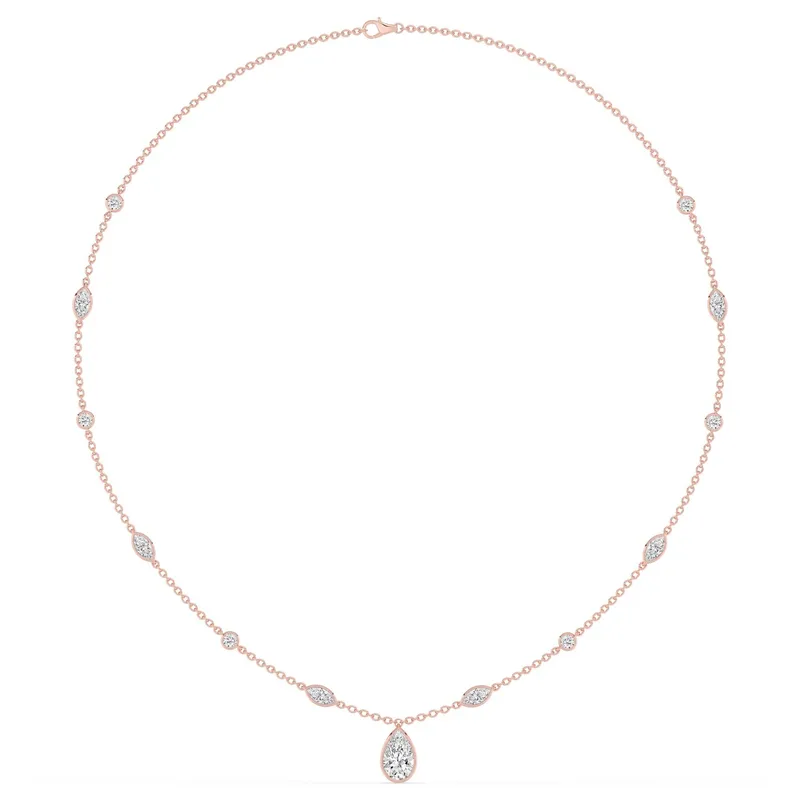 Paloma Pear Lab-Grown Diamond Necklace in 18kt rose gold — view 1