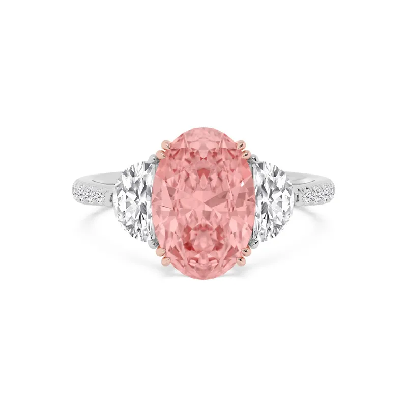 Rosine Oval Pink Lab-Grown Diamond Ring in two tone gold — view 1