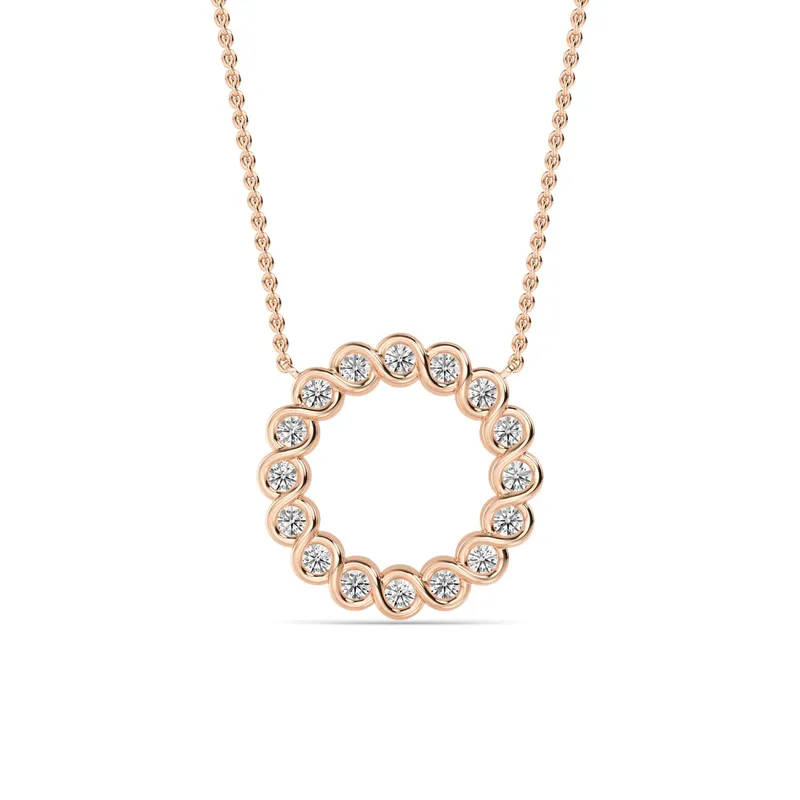 Orbit Round Lab-Grown Diamond Pendant in rose gold — view 1