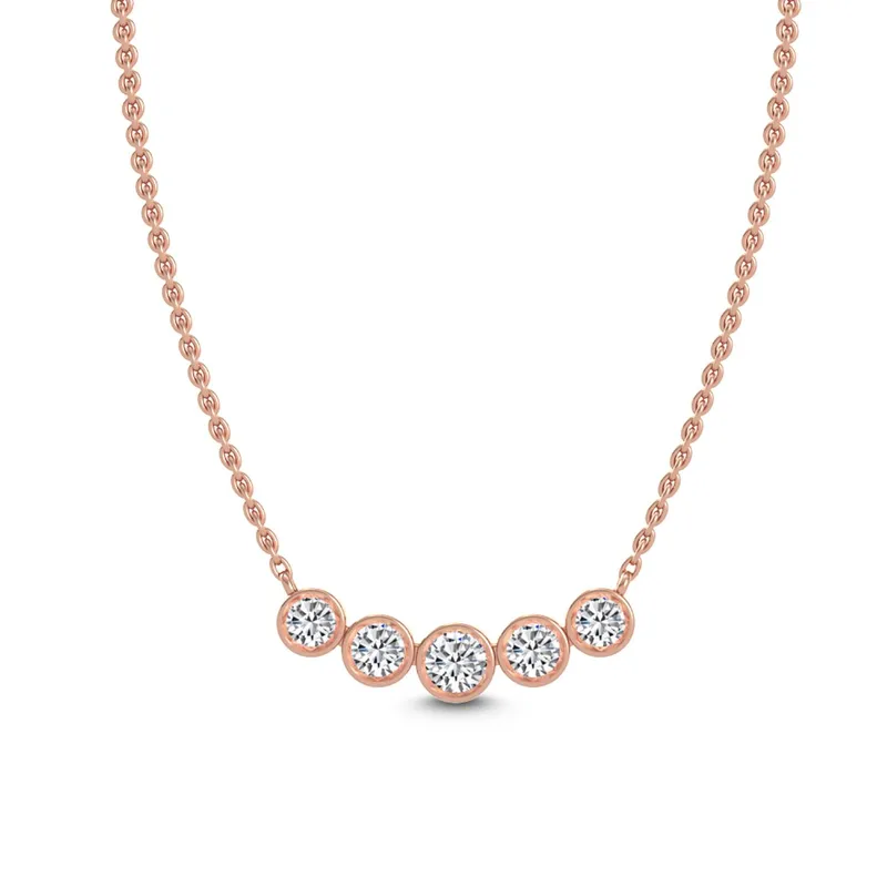 Quintet Round Lab-Grown Diamond Pendant in rose gold — view 1