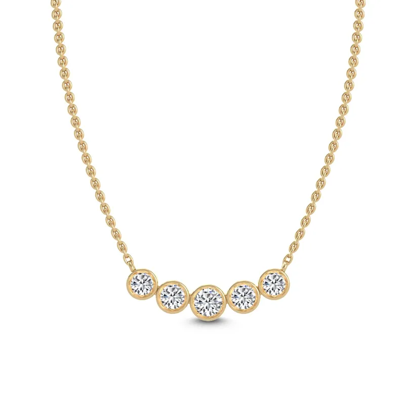 Quintet Round Lab-Grown Diamond Pendant in yellow gold — view 1