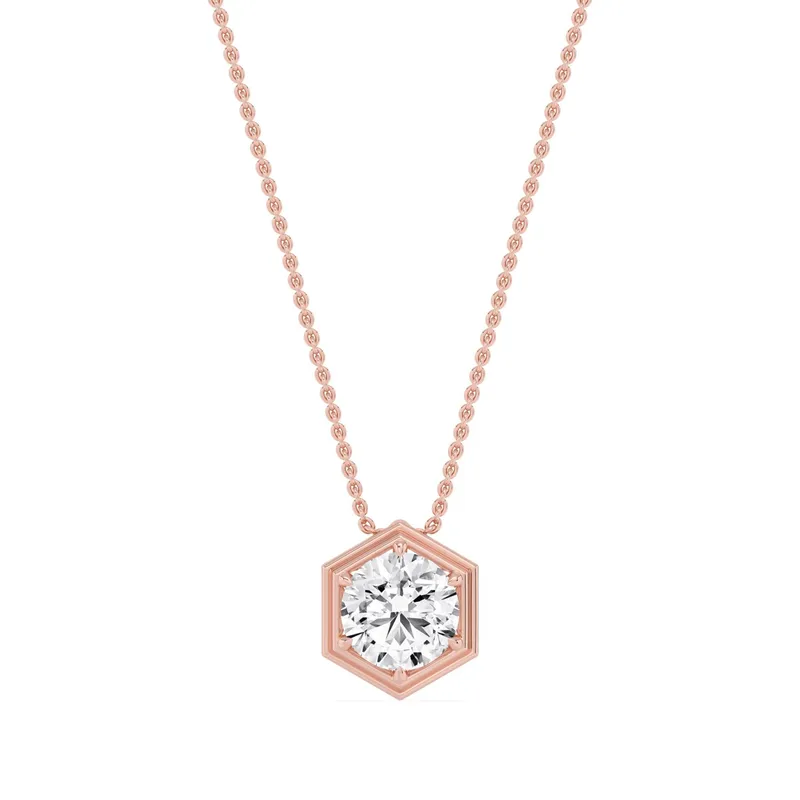 Luminance Round Lab-Grown Diamond Pendant in rose gold — view 1