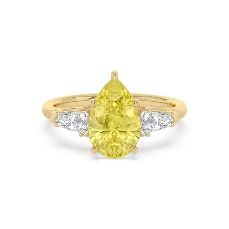 Ambra Pear Yellow Lab-Grown Diamond Ring in yellow gold — view 1