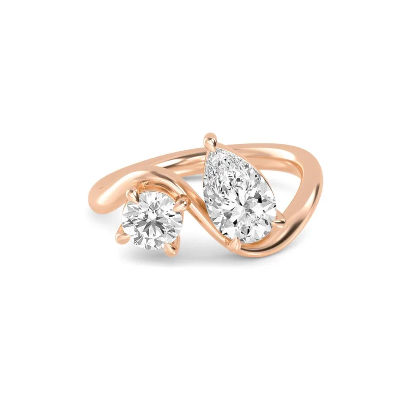 Aurora Pear Lab-Grown Diamond Ring in rose gold — view 1