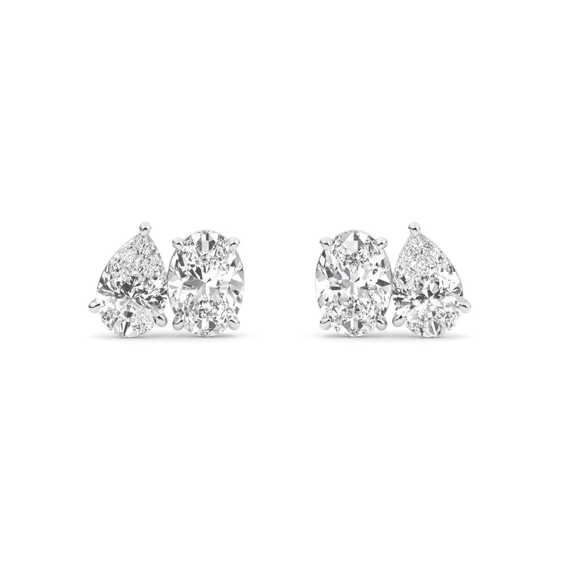Antonella Mixed-Cut Lab-Grown Diamond Earrings in 18kt white gold — view 1