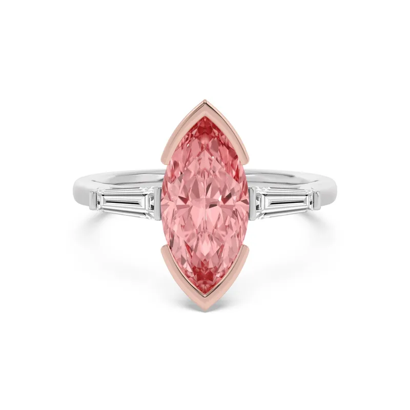 Rosamund Marquise Pink Lab-Grown Diamond Ring in two tone gold — view 1