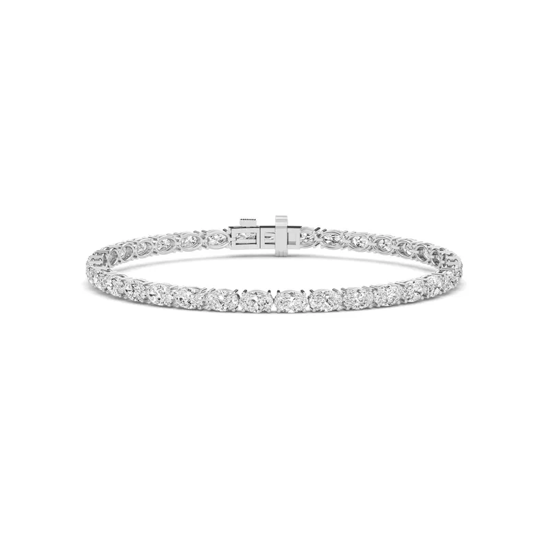 Contour Oval Lab-Grown Diamond Bracelet in 9kt white gold — view 1