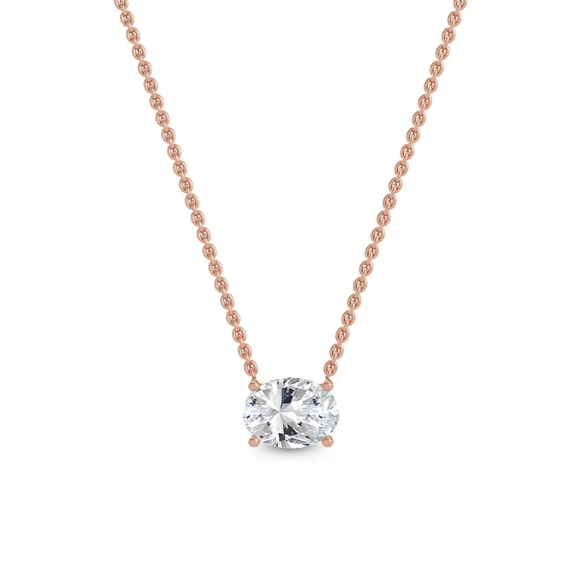 Arden Oval Lab-Grown Diamond Pendant in rose gold — view 1