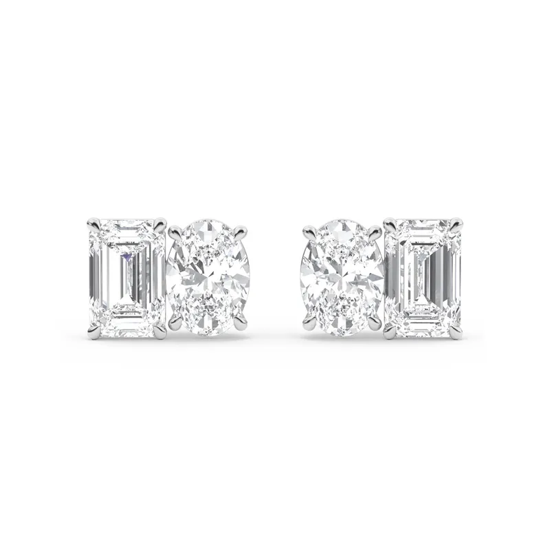 Lucienne Mixed-Cut Lab-Grown Diamond Earrings in 18kt white gold — view 1