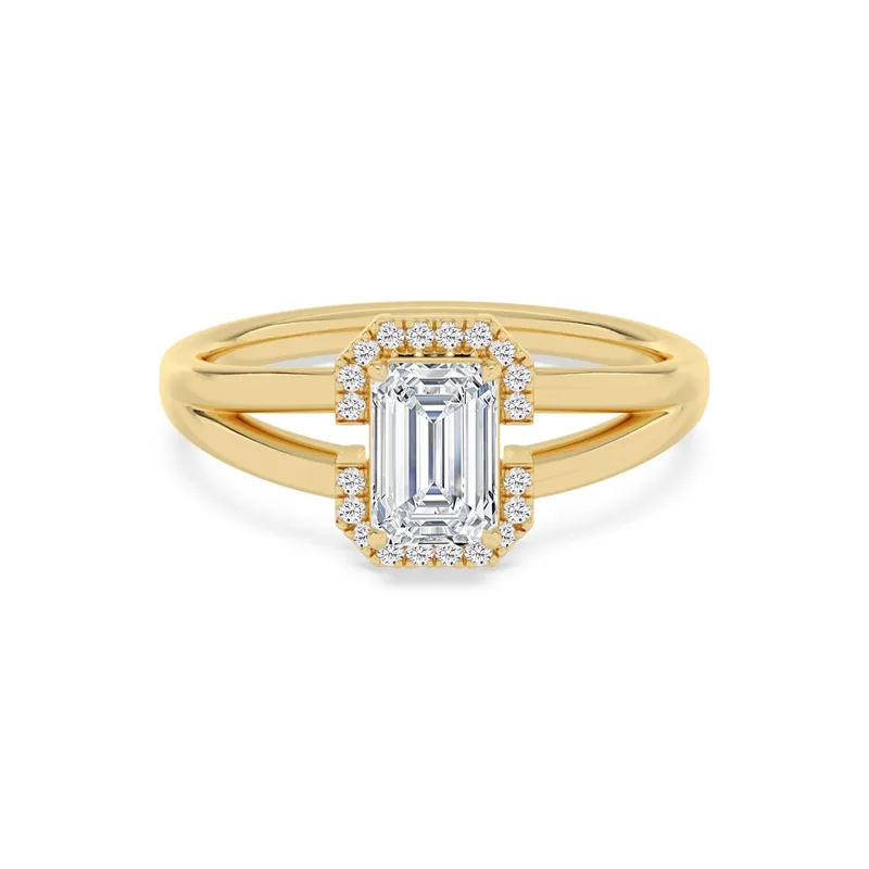 Emmeline Emerald Lab-Grown Diamond Ring in yellow gold — view 1