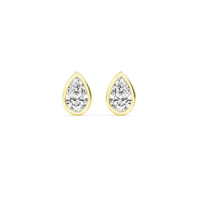 Icon Pear Lab-Grown Diamond Earrings in yellow gold — view 1