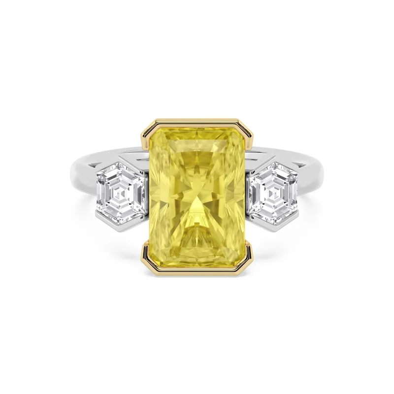 Auretta Radiant Yellow Lab-Grown Diamond Ring in two tone gold — view 1