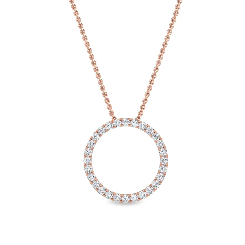 Grace Round Lab-Grown Diamond Pendant in rose gold — view 1