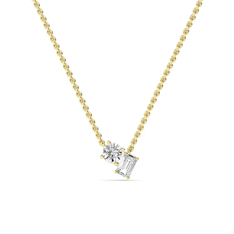 Affinity Mixed-Cut Lab-Grown Diamond Pendant in yellow gold — view 1