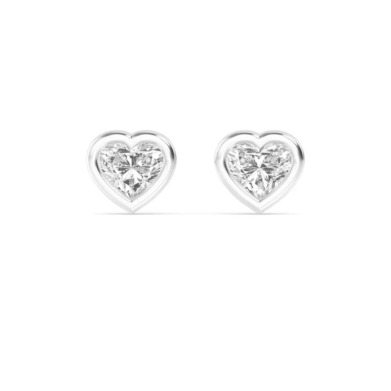 Icon Heart Lab-Grown Diamond Earrings in white gold — view 1