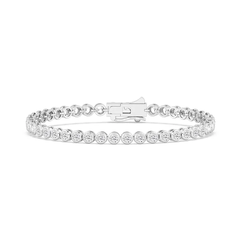Classic Round Lab-Grown Diamond Bracelet in 9kt white gold — view 1