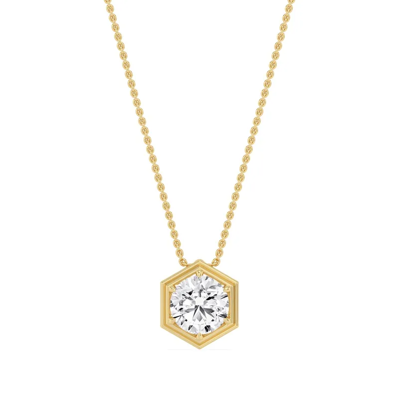 Luminance Round Lab-Grown Diamond Pendant in yellow gold — view 1