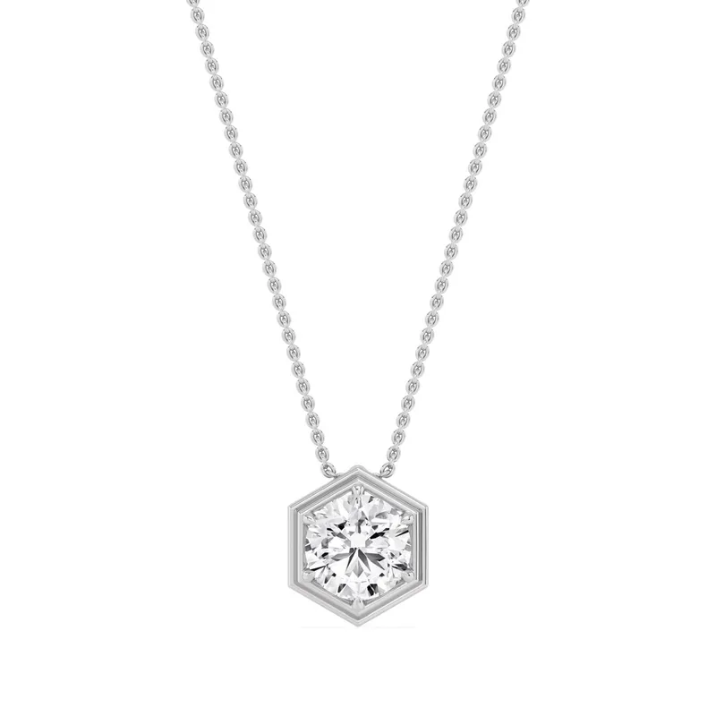 Luminance Round Lab-Grown Diamond Pendant in white gold — view 1