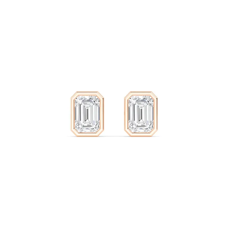 Icon Emerald Lab-Grown Diamond Earrings in rose gold — view 1