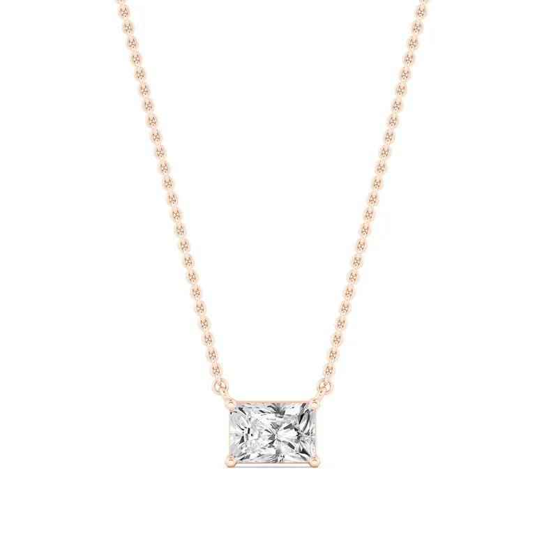 Arden Radiant Lab-Grown Diamond Pendant in rose gold — view 1