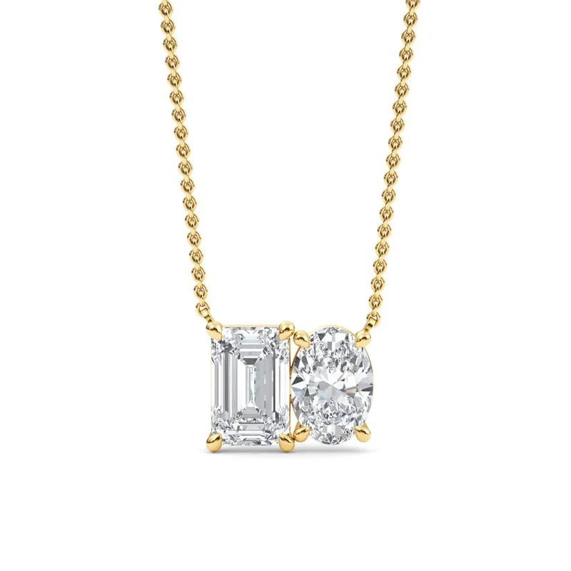Union Mixed-Cut Lab-Grown Diamond Pendant in yellow gold — view 1