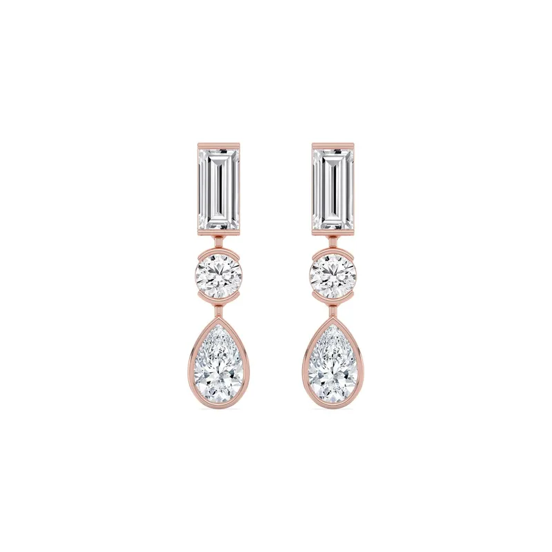 Paloma Mixed-Cut Lab-Grown Diamond Earrings in rose gold — view 1