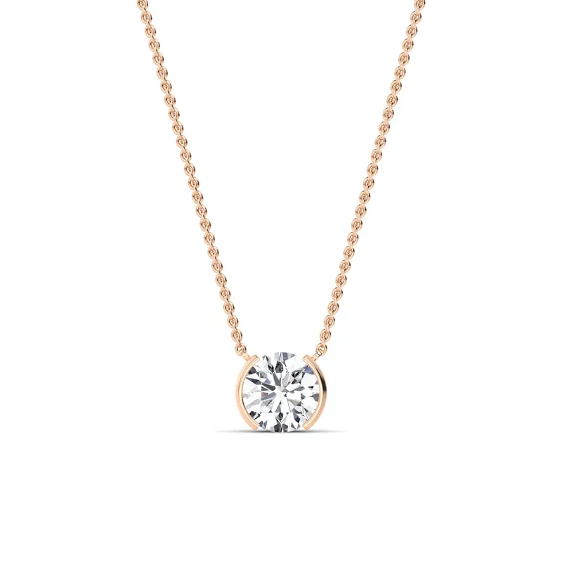 Essence Round Lab-Grown Diamond Pendant in rose gold — view 1