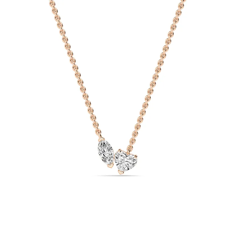 Cherish Mixed-Cut Lab-Grown Diamond Pendant in rose gold — view 1