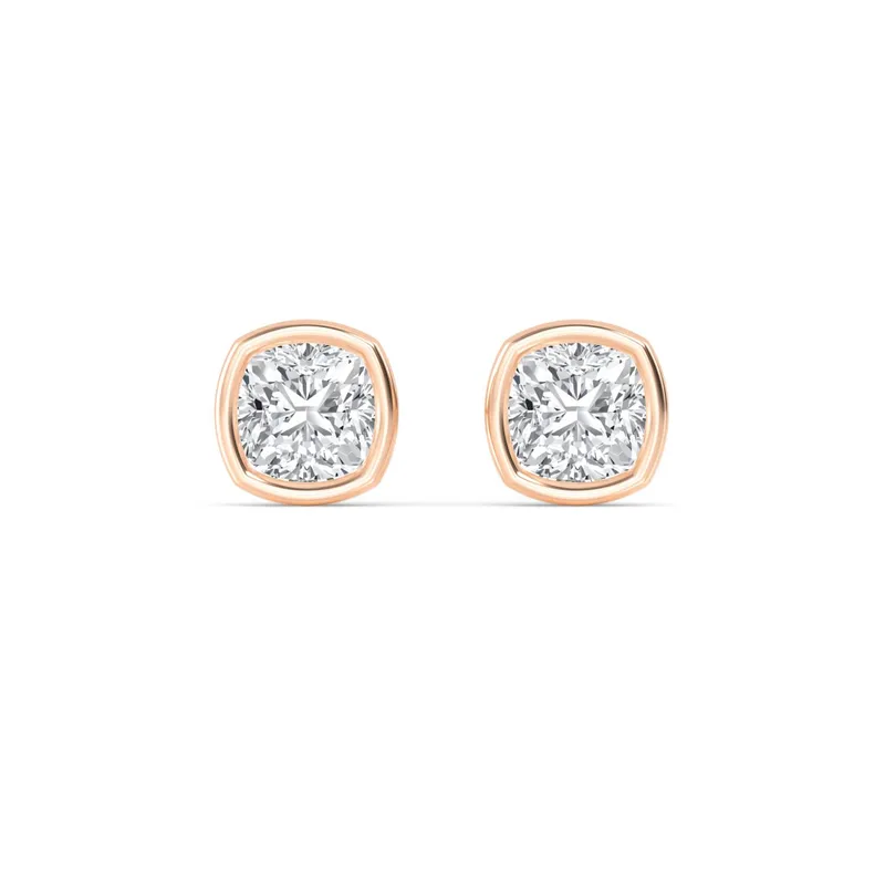 Icon Cushion Lab-Grown Diamond Earrings in rose gold — view 1