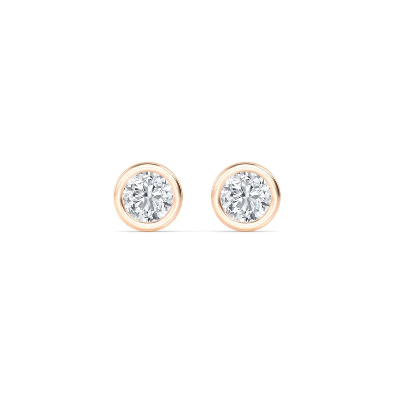 Icon Round Lab-Grown Diamond Earrings in rose gold — view 1