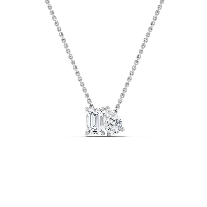 Poise Mixed-Cut Lab-Grown Diamond Pendant in white gold — view 1